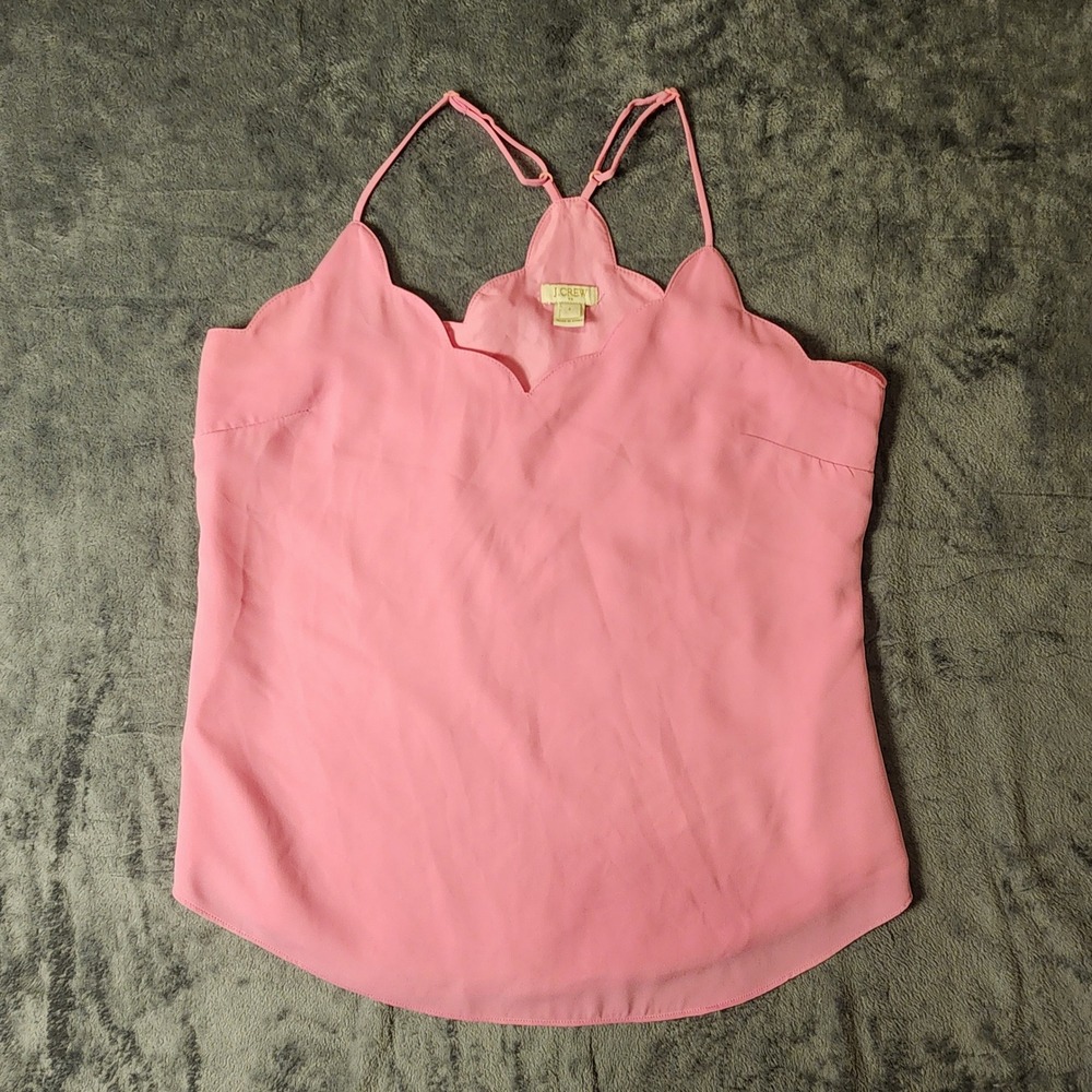 J.Crew Pink Scalloped Camisole Racerback Tank Top Adjustable Straps Size 4